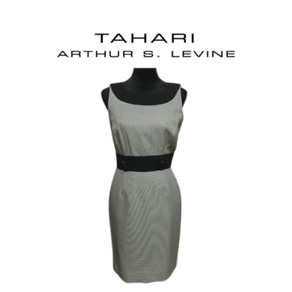 Tahari Arthur S. Levine Black/White Sheath Sleeveless Career Dress Size 6P - Picture 10 of 11